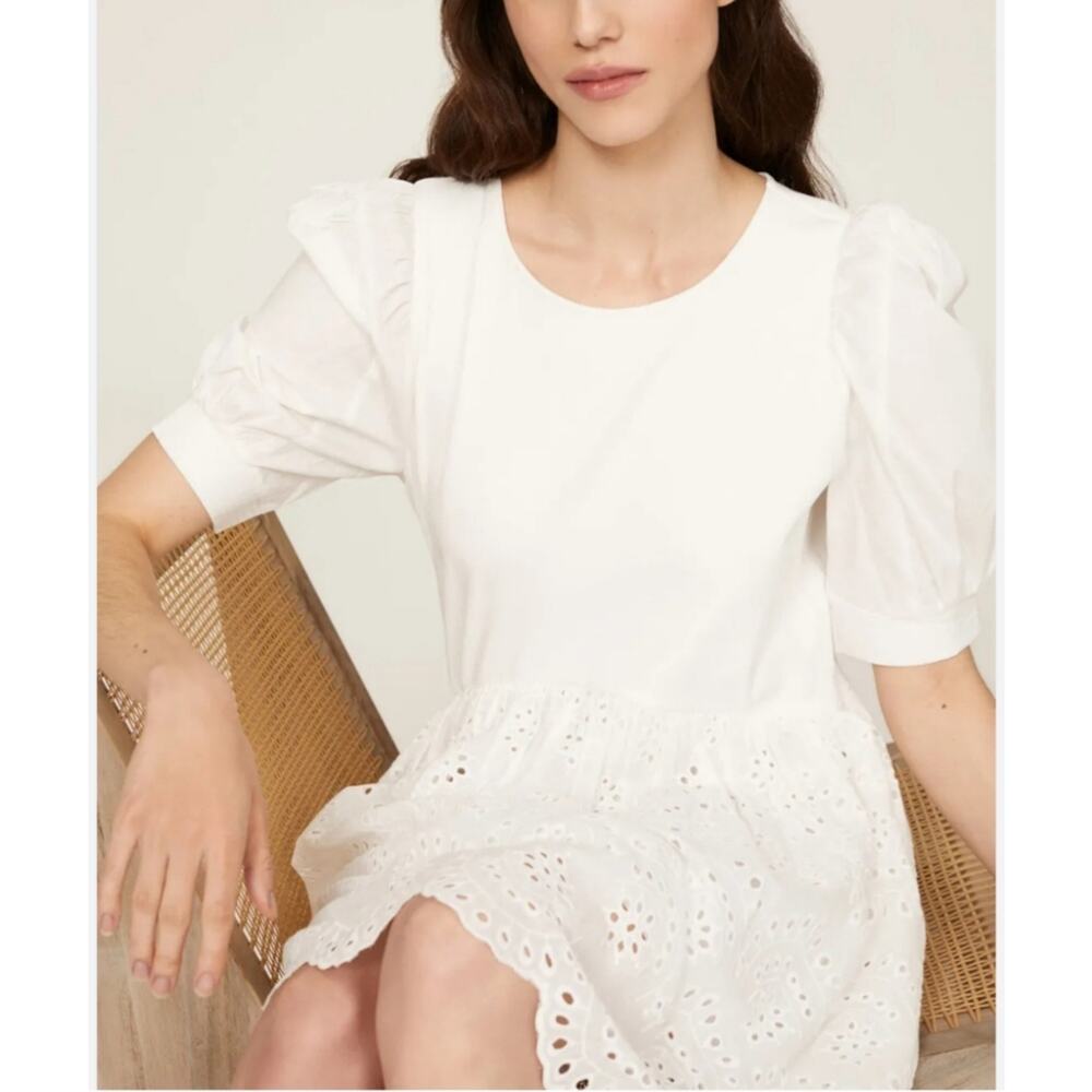 Peter Som‎ Collective Rent the Runway White Combo Eyelet Dress Mini Sz 6 $360